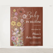 Baby in Bloom Achtergrond Wildflower Baby shower Wandkleed (Voorkant)