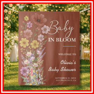 Baby in Bloom Achtergrond Wildflower Baby shower Wandkleed