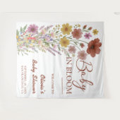 Baby in Bloom Achtergrond Wildflower Baby shower Wandkleed (Voorkant (horizontaal))