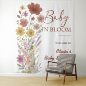Baby in Bloom Achtergrond Wildflower Baby shower Wandkleed (In situ)