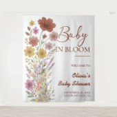 Baby in Bloom Achtergrond Wildflower Baby shower Wandkleed (Voorkant)