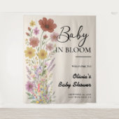 Baby in Bloom Achtergrond Wildflower Baby shower Wandkleed (Voorkant)