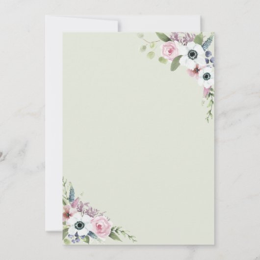 Baby in Bloom Anemones Lijst Floral Baby shower Kaart (Achterkant)