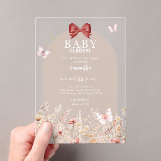 Baby In Bloom Aquarel Bloemen Baby Shower Acryl Uitnodigingen