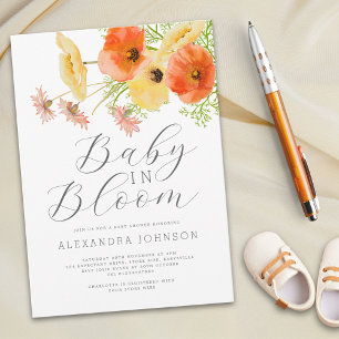 Baby In Bloom Aquarel Oranje Geel Bloemmotief Kaart