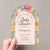 Baby in Bloom Arch Bold Floral Garden Baby shower Acryl Uitnodigingen (Insitu (Draagbaar))
