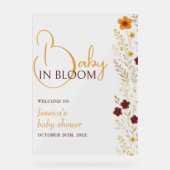 Baby in Bloom Autumn Baby shower Welkom Acryl Bord (Voorkant)