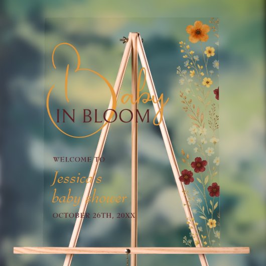 Baby in Bloom Autumn Baby shower Welkom Acryl Bord (Neutraal)