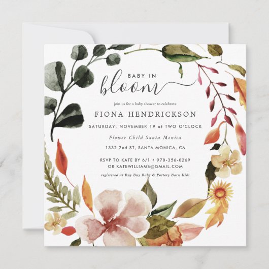 Baby in Bloom | Autumn Florals Baby shower (Voorkant)
