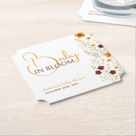 Baby in Bloom Autumn Wildflowers Baby shower Kartonnen Onderzetters