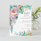 Baby in Bloom Baby Meisje Baby shower Kaart (Staand voorkant)