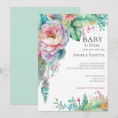 Baby in Bloom Baby Meisje Baby shower Kaart (Voorkant / Achterkant)