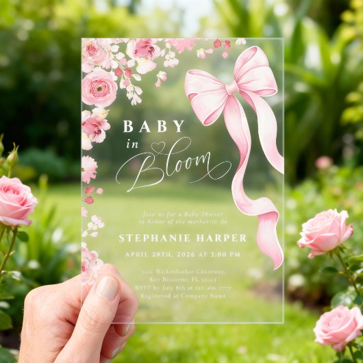 Baby In Bloom Baby Shower Acrylic Invitation  Acryl Uitnodigingen