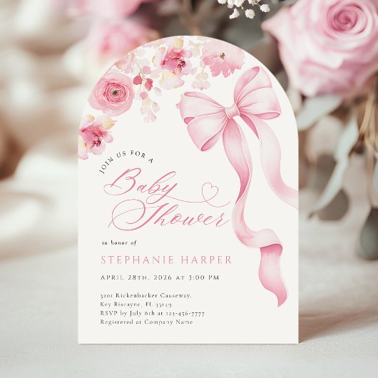 Baby In Bloom Baby Shower Arched Invitation  Kaart