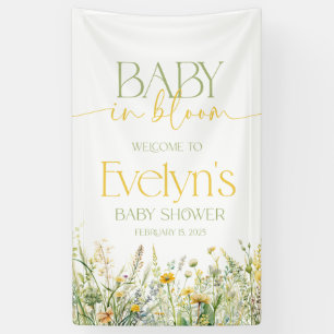 BABY IN BLOOM BABY SHOWER BANNER GROEN EN GEEL