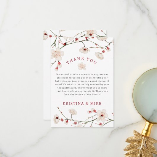 Baby in Bloom Baby shower Bedankkaart (Voorkant / Achterkant in situ)