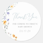 Baby in Bloom Baby shower Bedankt Ronde Sticker (Voorkant)