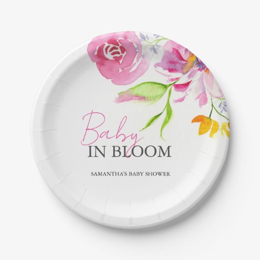 Baby in Bloom Baby shower Beschikbaar Papieren Bordje (Voorkant)