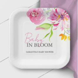 Baby in Bloom Baby shower Beschikbaar Papieren Bordje