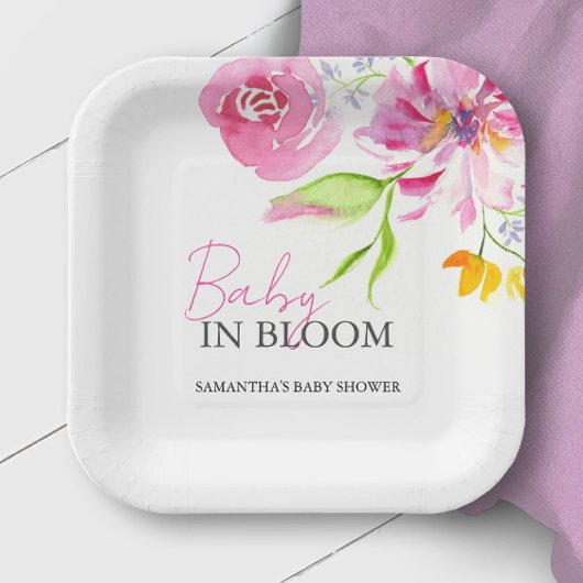 Baby in Bloom Baby shower Beschikbaar Papieren Bordje
