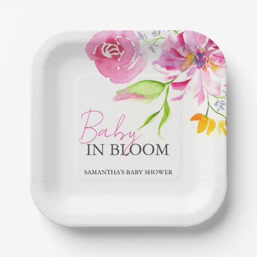 Baby in Bloom Baby shower Beschikbaar Papieren Bordje (Voorkant)