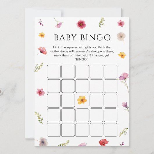 Baby in Bloom Baby shower Bingo Game Kaart (Voorkant)