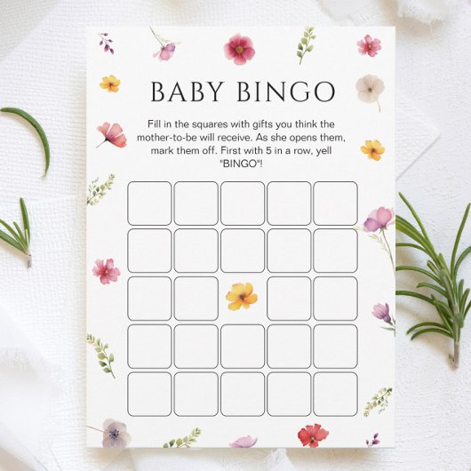 Baby in Bloom Baby shower Bingo Game Kaart