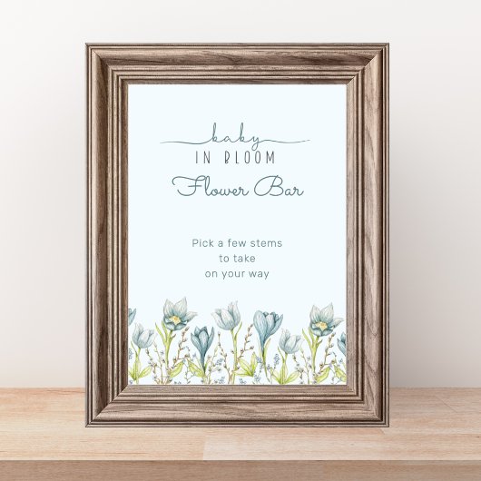 Baby in Bloom Baby shower Bloem Bar Teken Poster