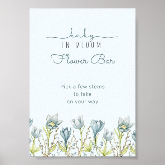 Baby in Bloom Baby shower Bloem Bar Teken Poster (Voorkant)