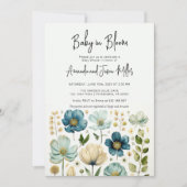 Baby in Bloom Baby shower Blue Boy Flowers Save The Date (Voorkant)