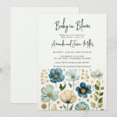 Baby in Bloom Baby shower Blue Boy Flowers Save The Date (Voorkant / Achterkant)