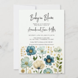 Baby in Bloom Baby shower Blue Boy Flowers Save The Date