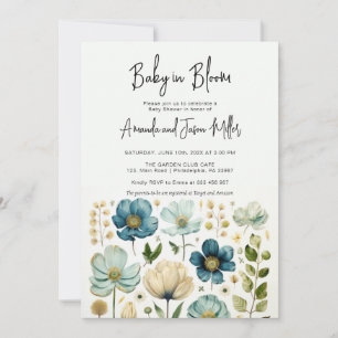 Baby in Bloom Baby shower Blue Boy Flowers Save The Date