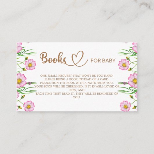 Baby in bloom baby shower boeken voor de baby informatiekaartje (Voorkant)