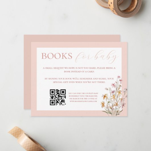 Baby in Bloom Baby shower Book Kaart Notitiekaartje (Voorkant / Achterkant in situ)