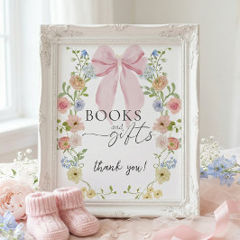 Baby in Bloom Baby Shower Books Gifts Sign Poster