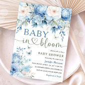 Baby in Bloom Baby shower Boy Dusty Blue Floral Kaart