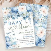 Baby in Bloom Baby shower Boy Dusty Blue Floral Kaart