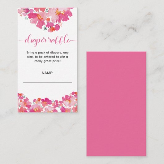 Baby in Bloom Baby shower Diaper Raffle Floral Informatiekaartje (Voorkant / Achterkant)
