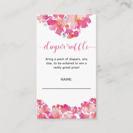 Baby in Bloom Baby shower Diaper Raffle Floral Informatiekaartje (Voorkant)