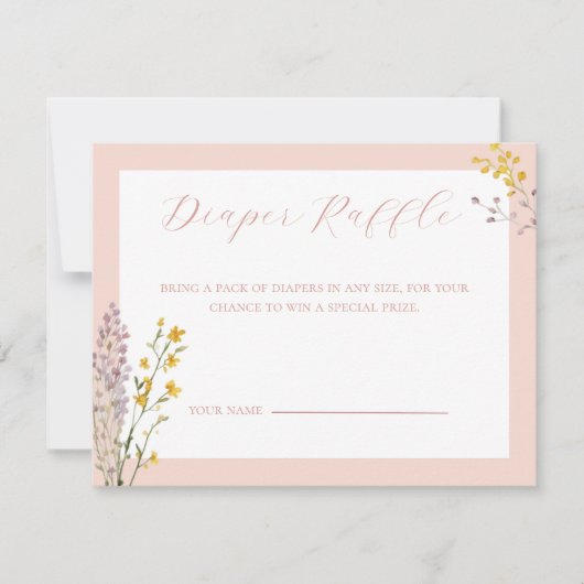 Baby in Bloom Baby shower Diaper Raffle Kaart Notitiekaartje (Voorkant)