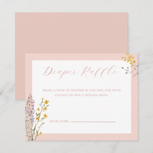 Baby in Bloom Baby shower Diaper Raffle Kaart Notitiekaartje (Voorkant / Achterkant)