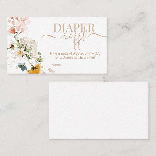 Baby in bloom Baby shower Diaper Raffle Visitekaartje (Voorkant / Achterkant)