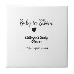 Baby in bloom baby shower eenvoudig zwart hart dat tegeltje