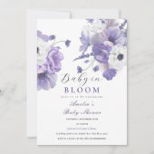 Baby in Bloom Baby shower Elegante Paarse Bloemen Kaart (Voorkant)