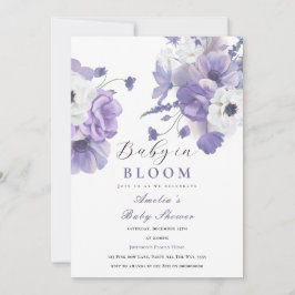 Baby in Bloom Baby shower Elegante Paarse Bloemen Kaart