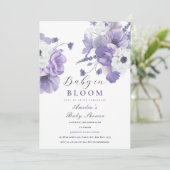Baby in Bloom Baby shower Elegante Paarse Bloemen Kaart (Staand voorkant)