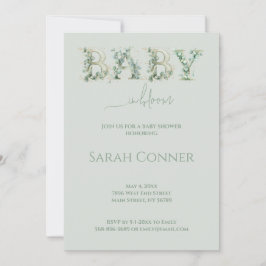 Baby in Bloom Baby Shower Eucalyptus Invitation Kaart