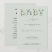 Baby in Bloom Baby Shower Eucalyptus Invitation Kaart (Voorkant / Achterkant)