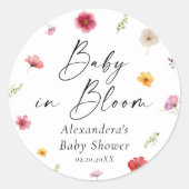 Baby in Bloom Baby shower Favor Ronde Sticker (Voorkant)
